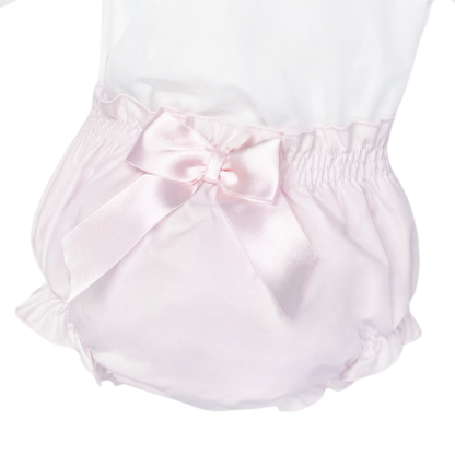 Baby Girls White Broderie Collar Top and Pink Pants, alternate view 2