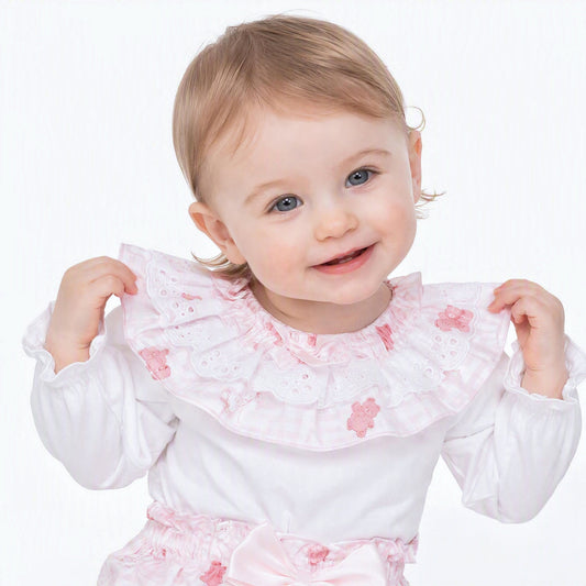 Baby Girls Pink Gingham Teddy Top and Pants Set
