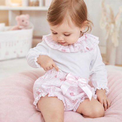 Baby Girls Pink Gingham Teddy Top and Pants Set