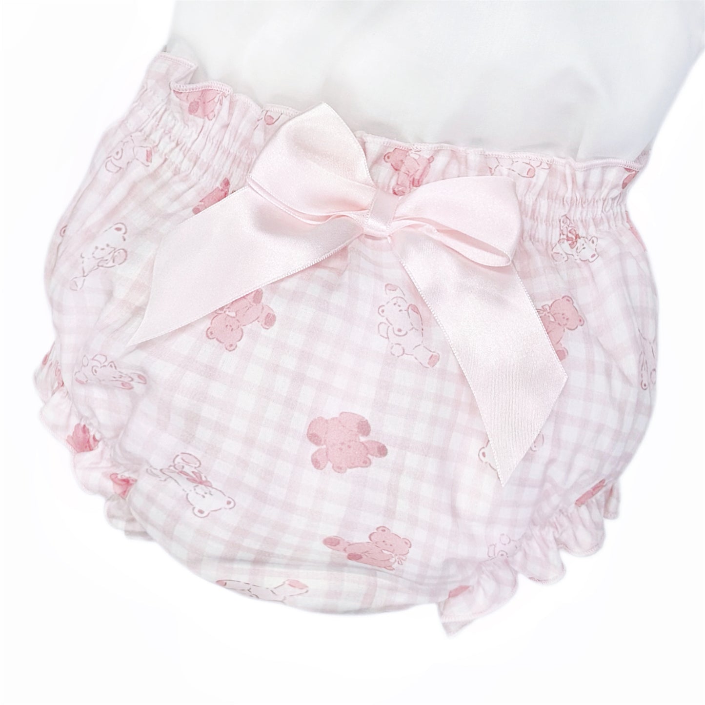 Baby Girls Pink Gingham Teddy Top and Pants Set, alternate view 2