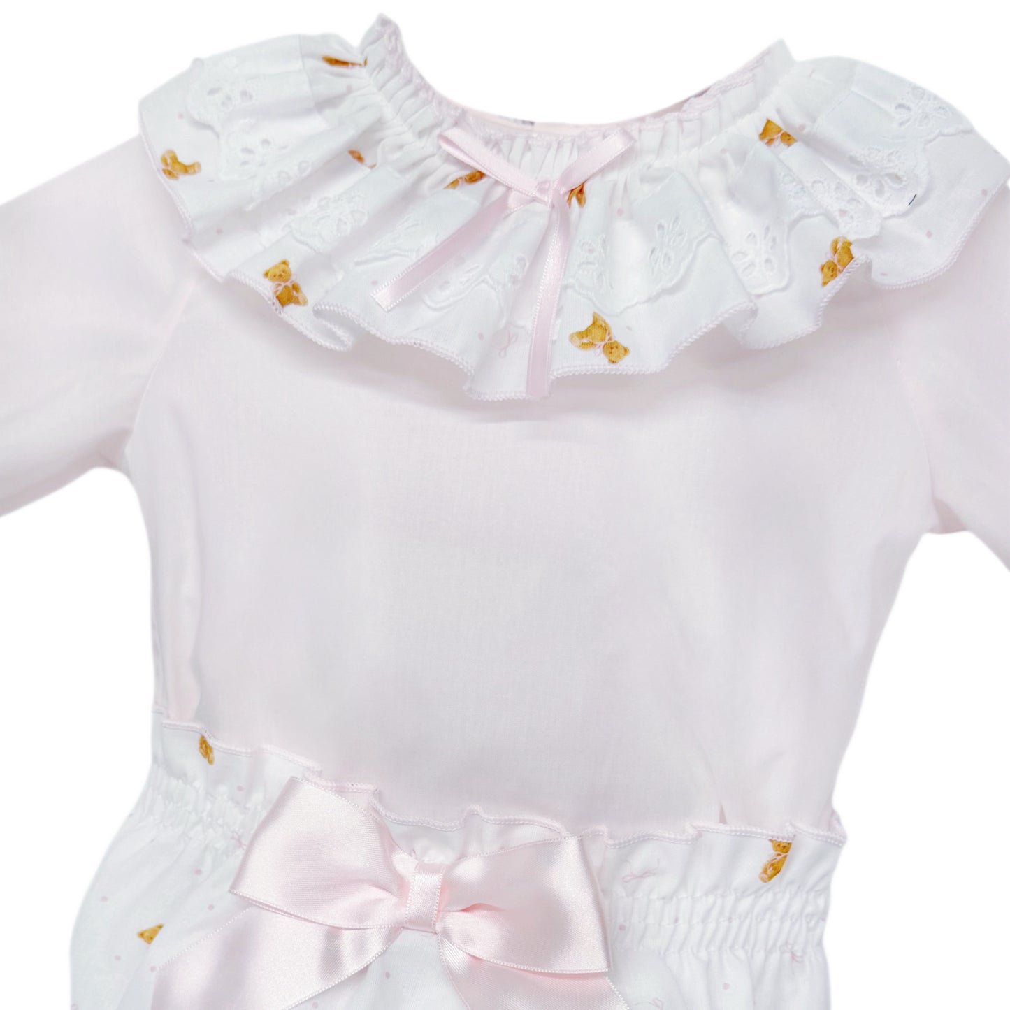 Baby Girls Pink Teddy Frill Collar Top and Pants Set, alternate view 2