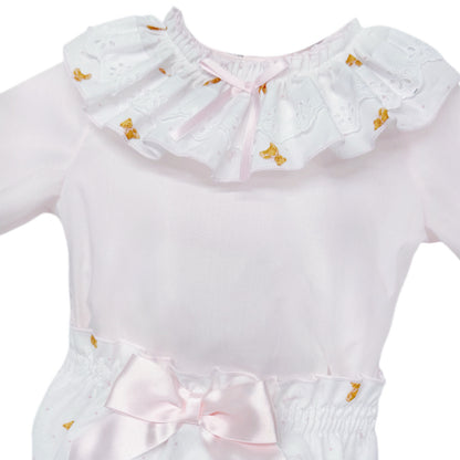 Baby Girls Pink Teddy Frill Collar Top and Pants Set, alternate view 2