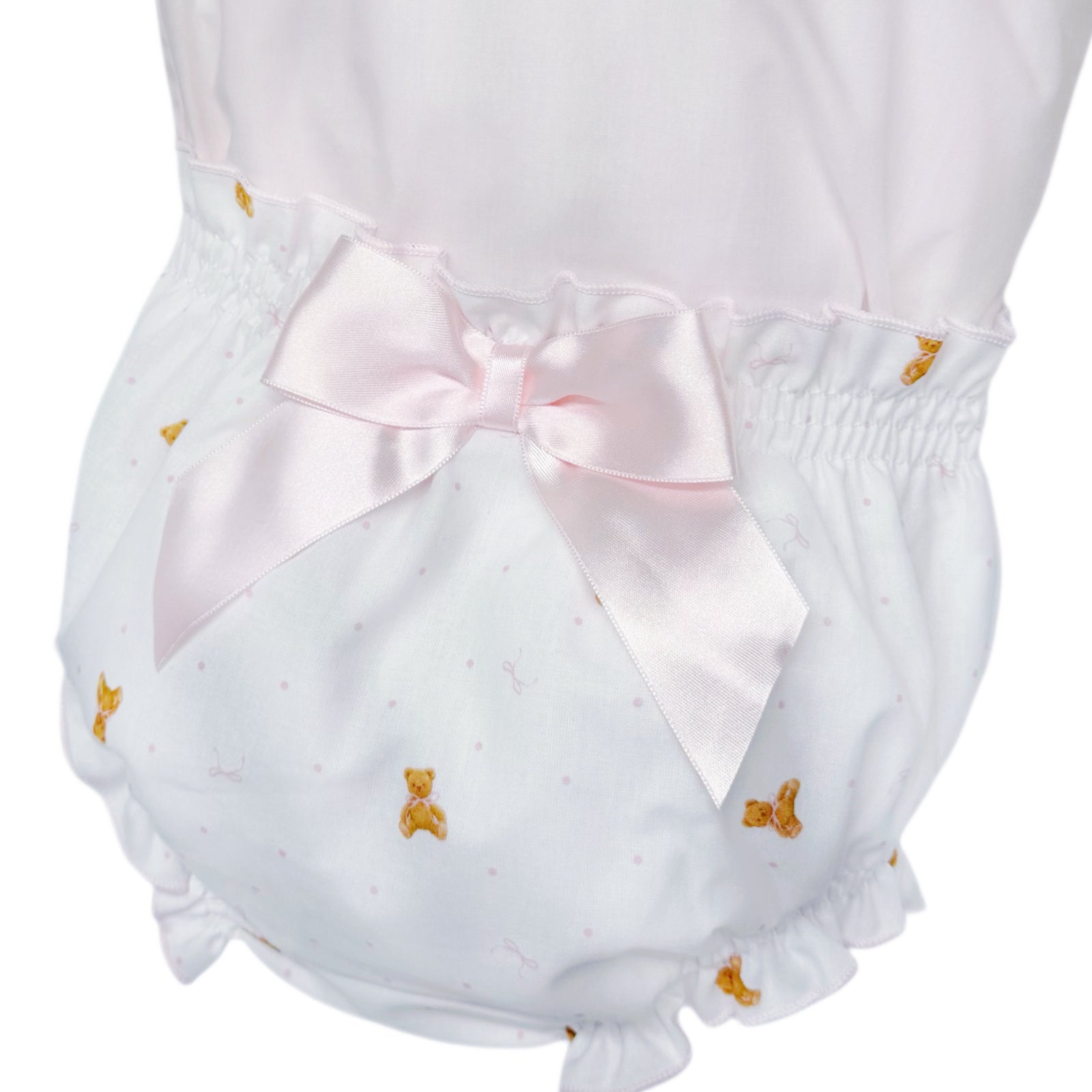 Baby Girls Pink Teddy Frill Collar Top and Pants Set, detail view