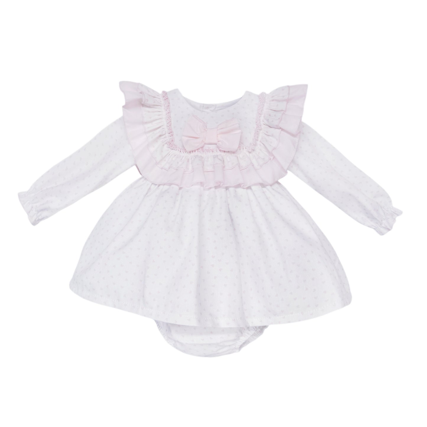 Baby Girls Pale Pink Spot Ruffle Dress and Pants