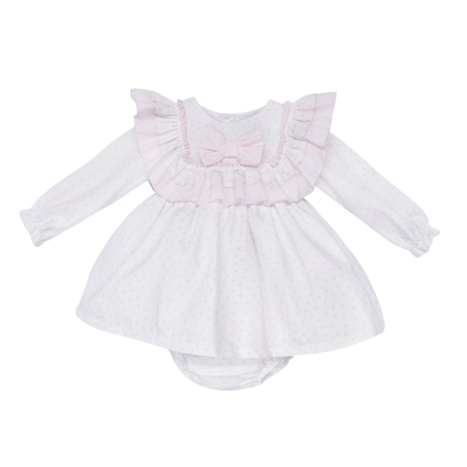 Baby Girls Pale Pink Spot Ruffle Dress and Pants