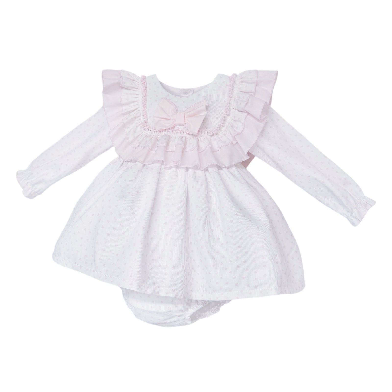 Baby Girls Pale Pink Spot Ruffle Dress and Pants, alternate view 1