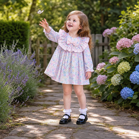 Baby Girls Pastel Bow Print Dress & Pants Set