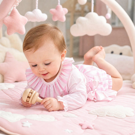 Baby Girls Pink Stripe Bow Romper & Blouse Set