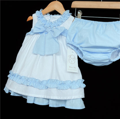Baby Girls Blue Striped A-Line Dress Set