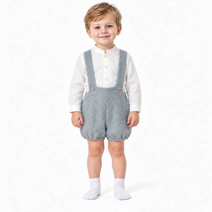 Baby Boys Grey Strap Shorts With Shirt