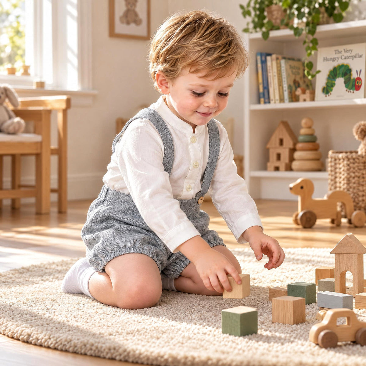 Baby Boys Grey Strap Shorts With Shirt