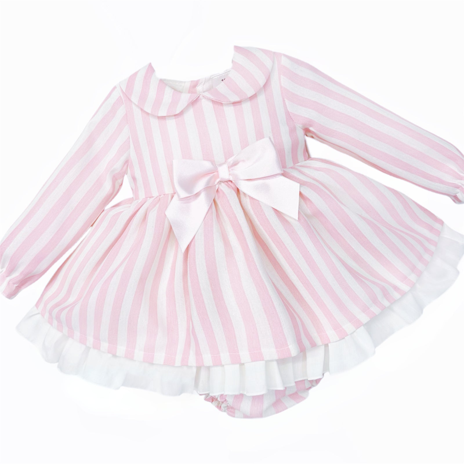 Baby girls striped dress and matching pants, alternate view