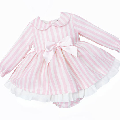 Baby girls striped dress and matching pants, alternate view