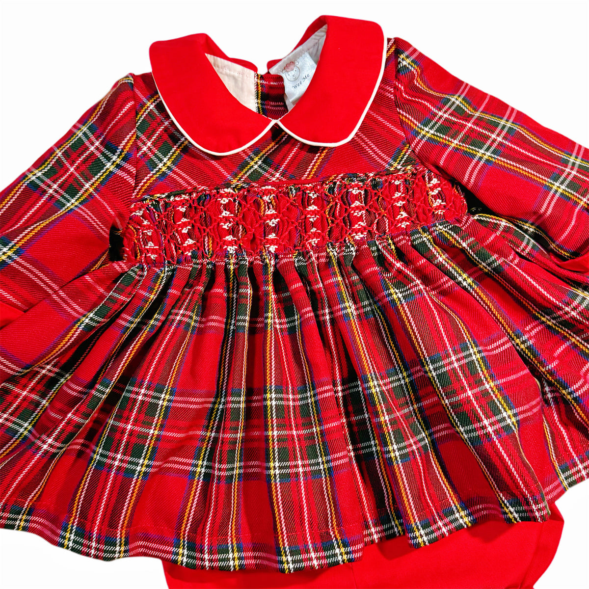Baby Girls Red Tartan Smocked Dress and Pants