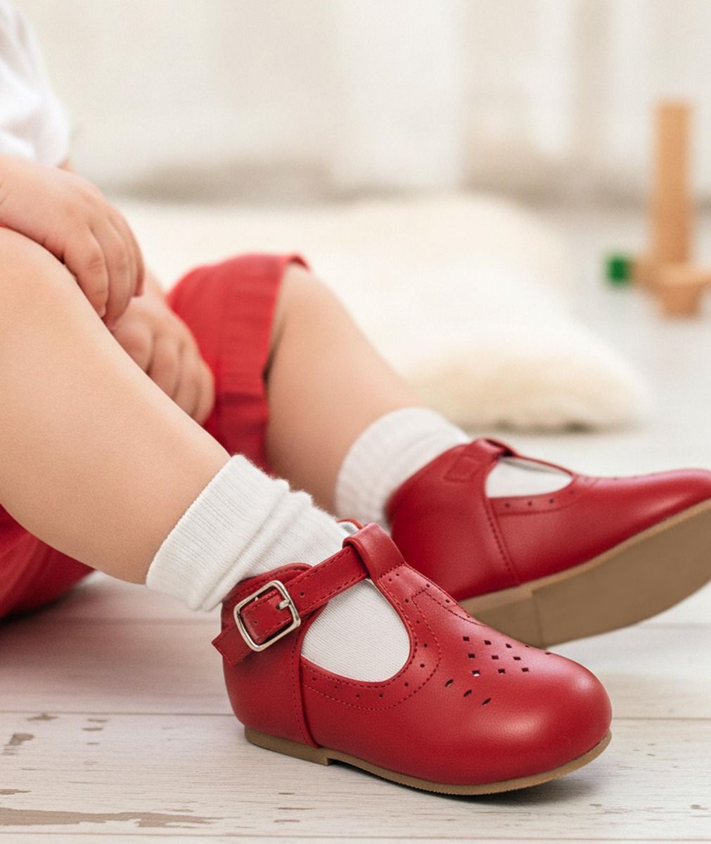 Baby Boys Red Matt T-Bar Shoes