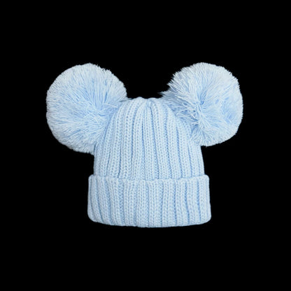 Baby Boys Blue Double Pom Hat