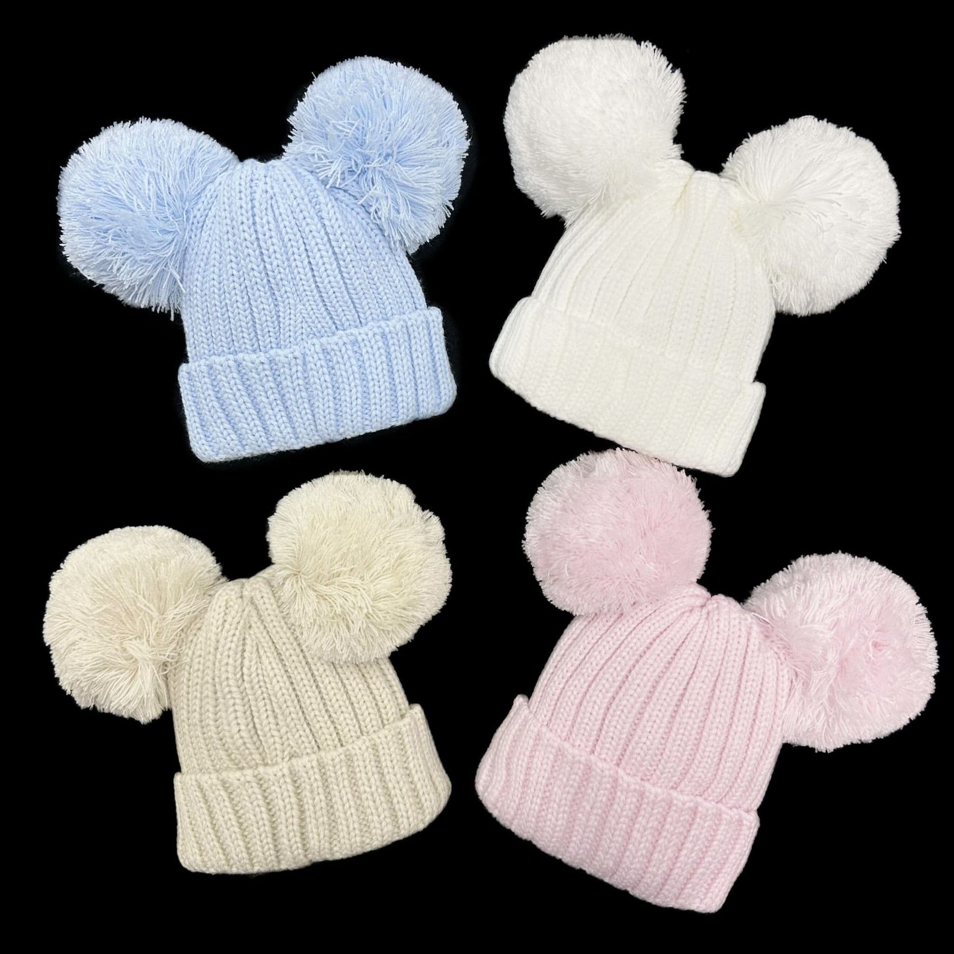 Baby Boys Blue Double Pom Hat