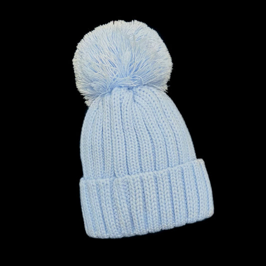 Baby Boys Blue Large Pom Hat