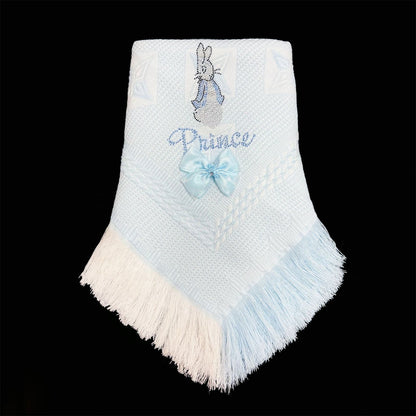 Blue Diamante Bow Baby Shawl