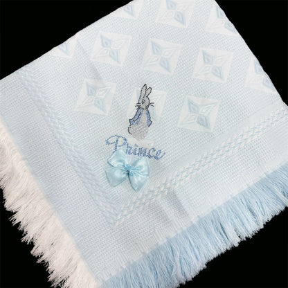Blue Diamante Bow Baby Shawl