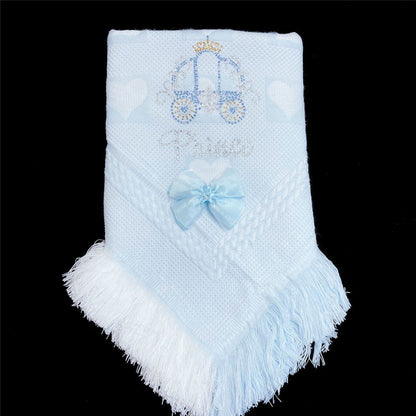 Blue Diamante Bow Baby Shawl