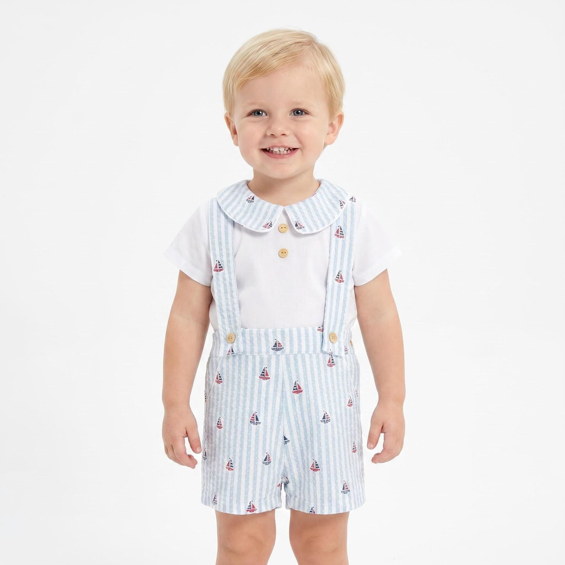 Baby Boy Green Stripe Boat Shorts with Shirt "MYD26062"