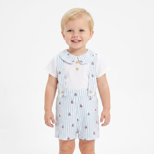 Baby Boy Green Stripe Boat Shorts with Shirt "MYD26062"