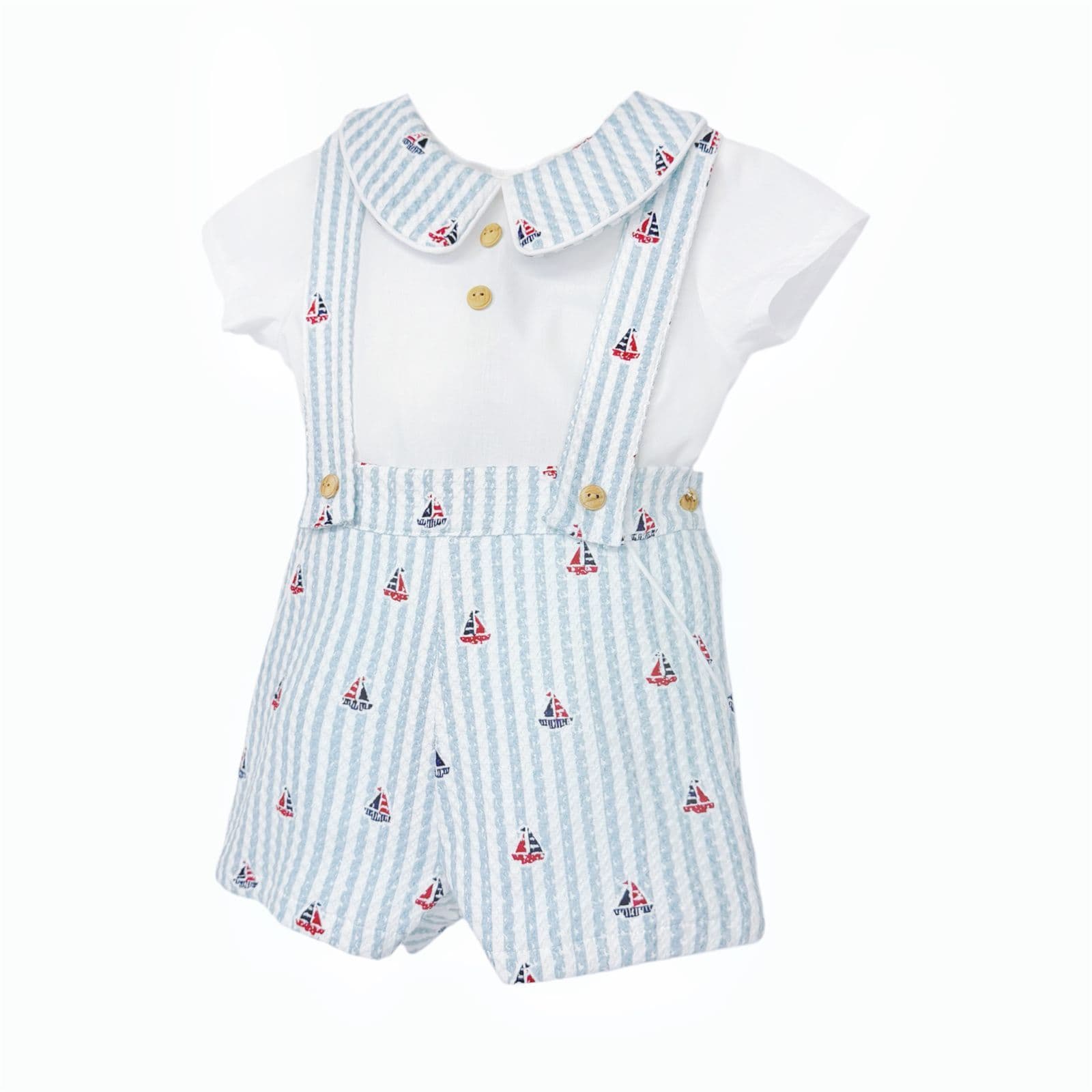 Baby Boy Green Stripe Boat Shorts with Shirt "MYD26062"