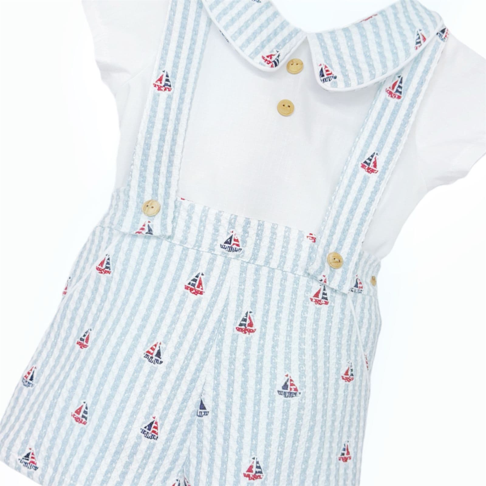 Baby Boy Green Stripe Boat Shorts with Shirt "MYD26062"