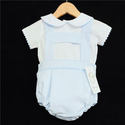 Baby Boy Lovely Spanish Blue Waffle Romper Set A103