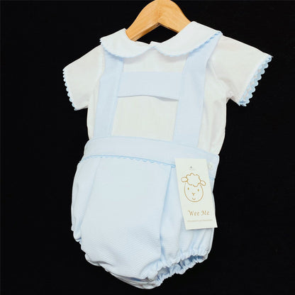 Baby Boy Lovely Spanish Blue Waffle Romper Set A103