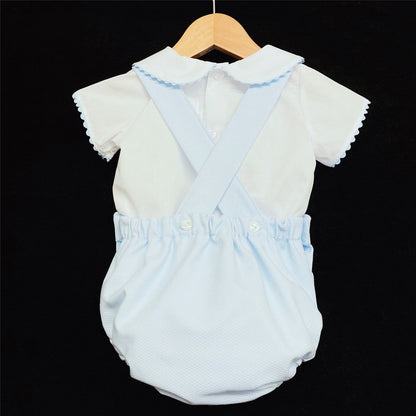 Baby Boy Lovely Spanish Blue Waffle Romper Set A103