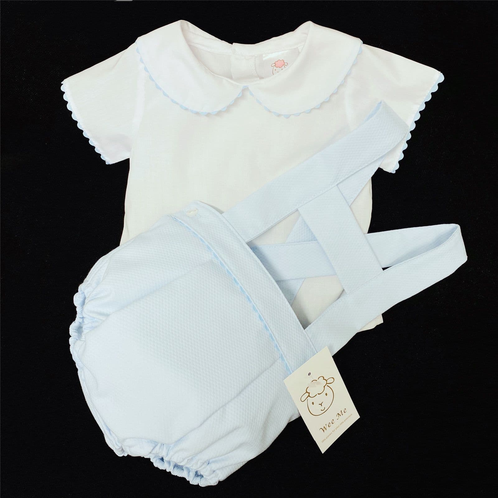 Baby Boy Lovely Spanish Blue Waffle Romper Set A103