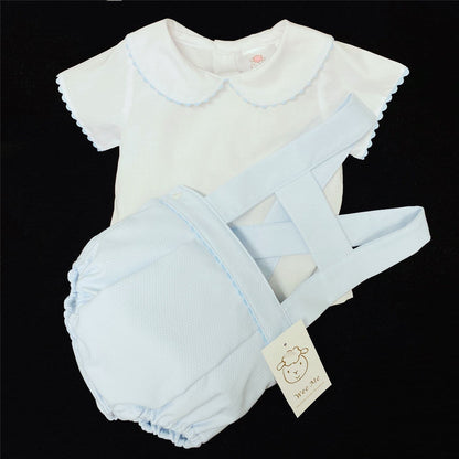 Baby Boy Lovely Spanish Blue Waffle Romper Set A103