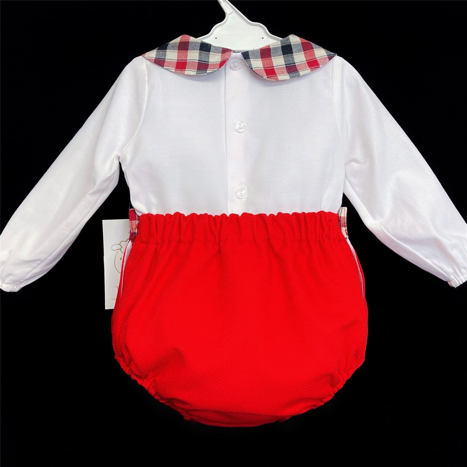 Baby Boy Red Waffle Shorts Set Checked Collar Shirt "MYD861"