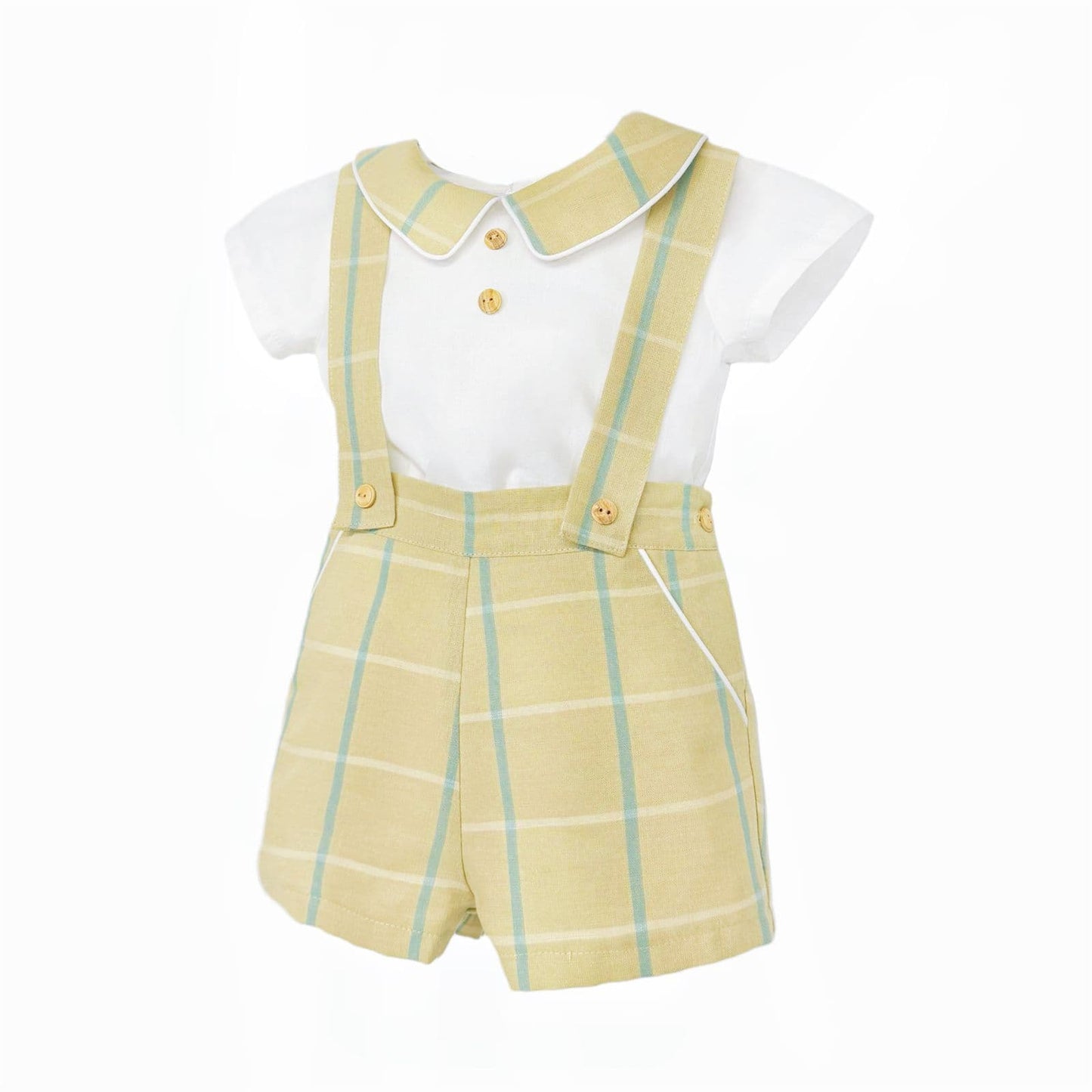 Baby Boy White Beige Check Shorts with Shirt "MYD26064"