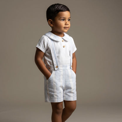 Baby Boy White Blue Stripe Shorts with Shirt "MYD26063"