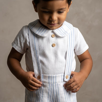 Baby Boy White Blue Stripe Shorts with Shirt "MYD26063"