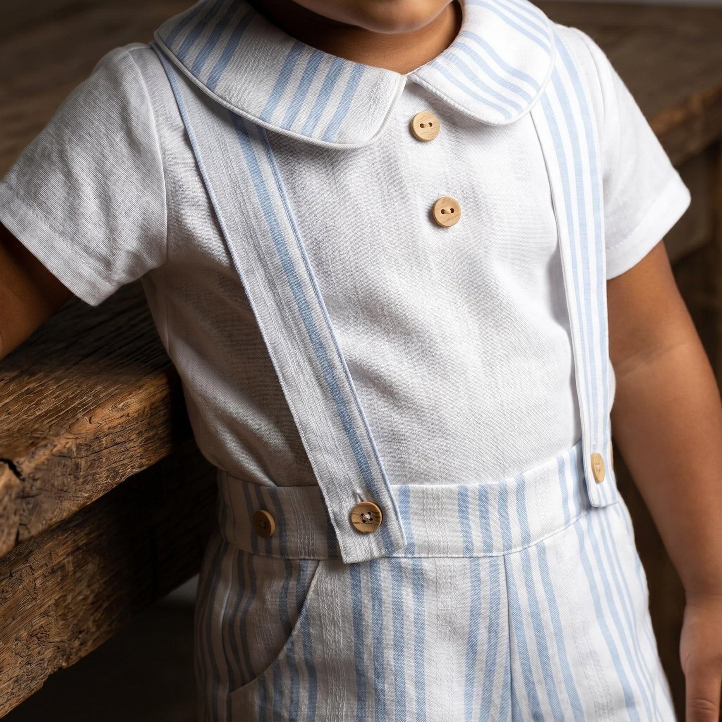 Baby Boy White Blue Stripe Shorts with Shirt "MYD26063"