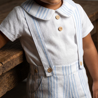 Baby Boy White Blue Stripe Shorts with Shirt "MYD26063"