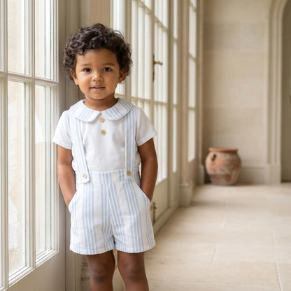 Baby Boy White Blue Stripe Shorts with Shirt "MYD26063"