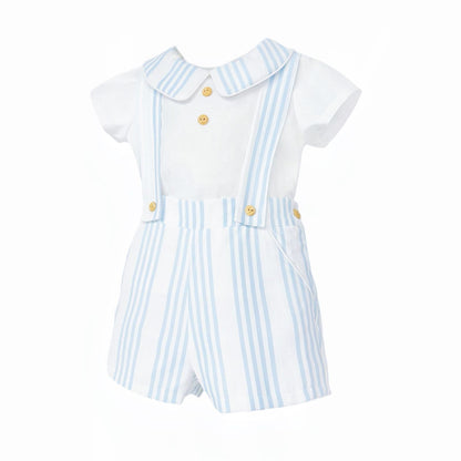 Baby Boy White Blue Stripe Shorts with Shirt "MYD26063"
