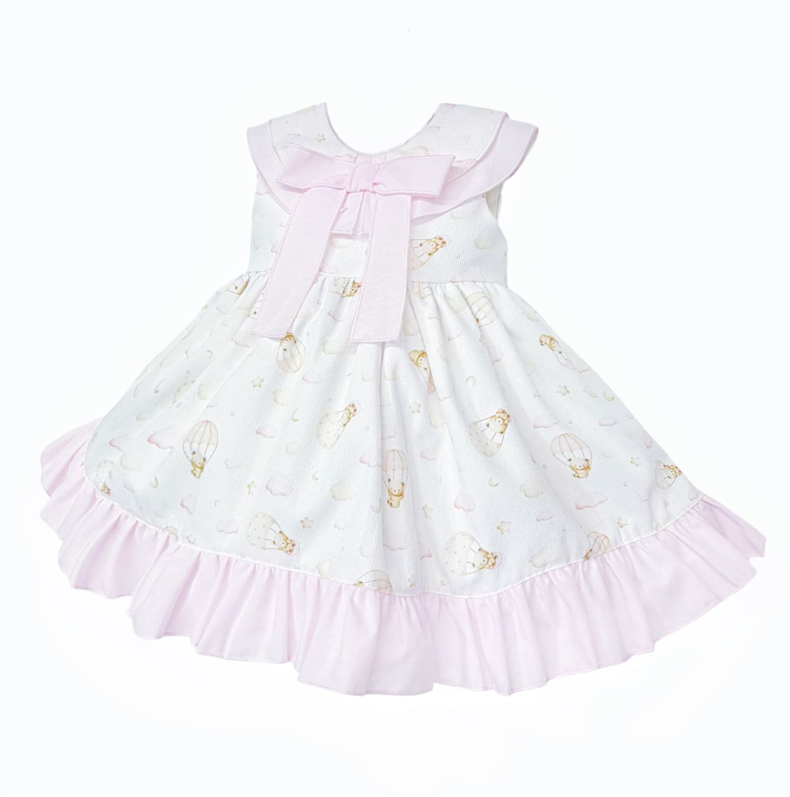 Baby Girl Baby Pink Teddy Print Puff Dress with Pants "MYD26031"
