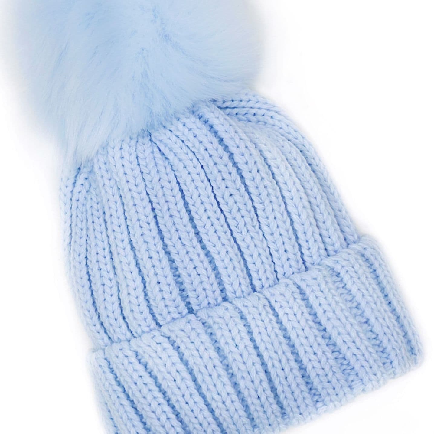 Baby Girls Blue Faux Fur Pom Hat