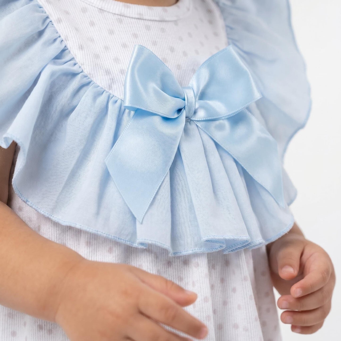Baby Girl Blue Heart Big Collar Puff Dress with Pants "MYD26023"