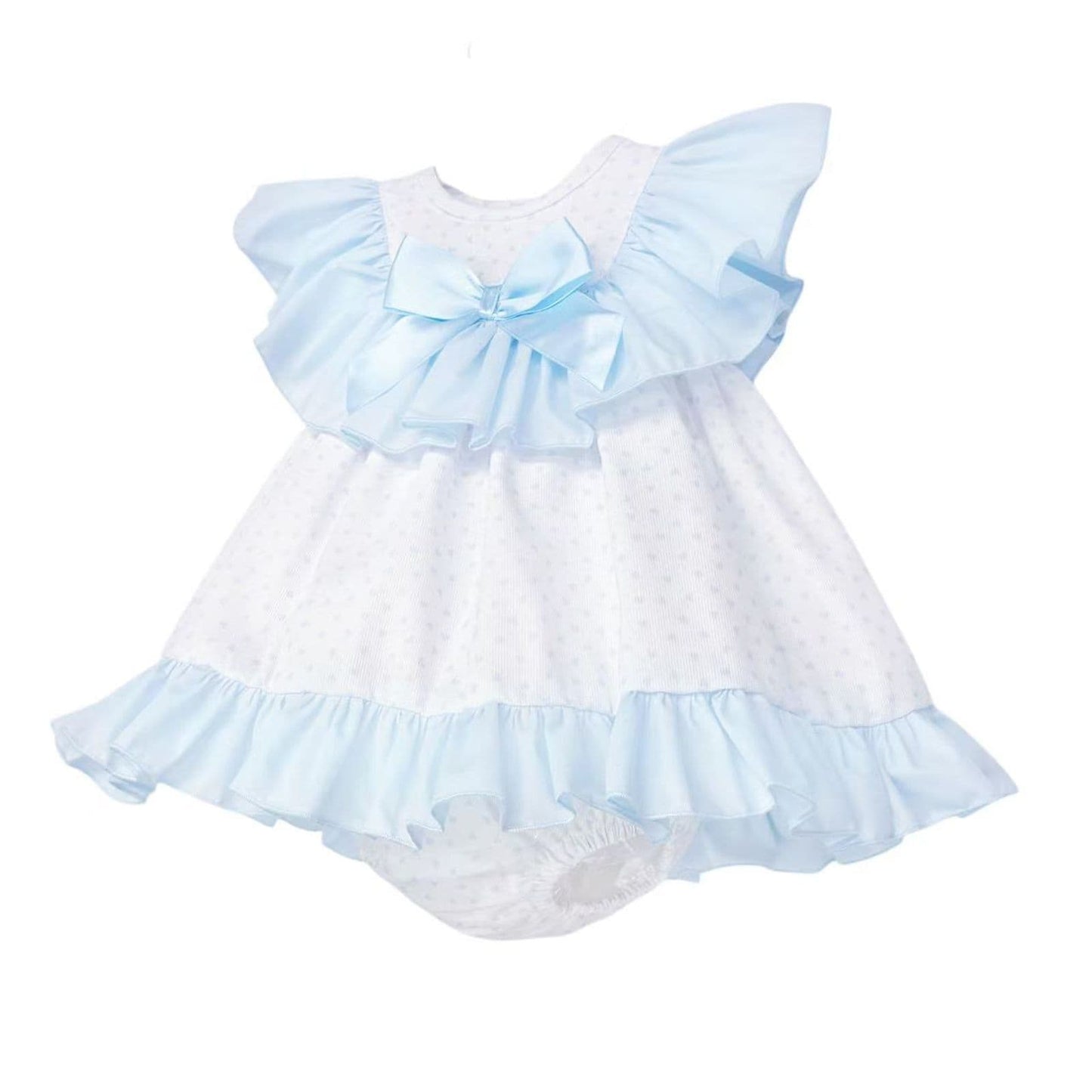 Baby Girl Blue Heart Big Collar Puff Dress with Pants "MYD26023"