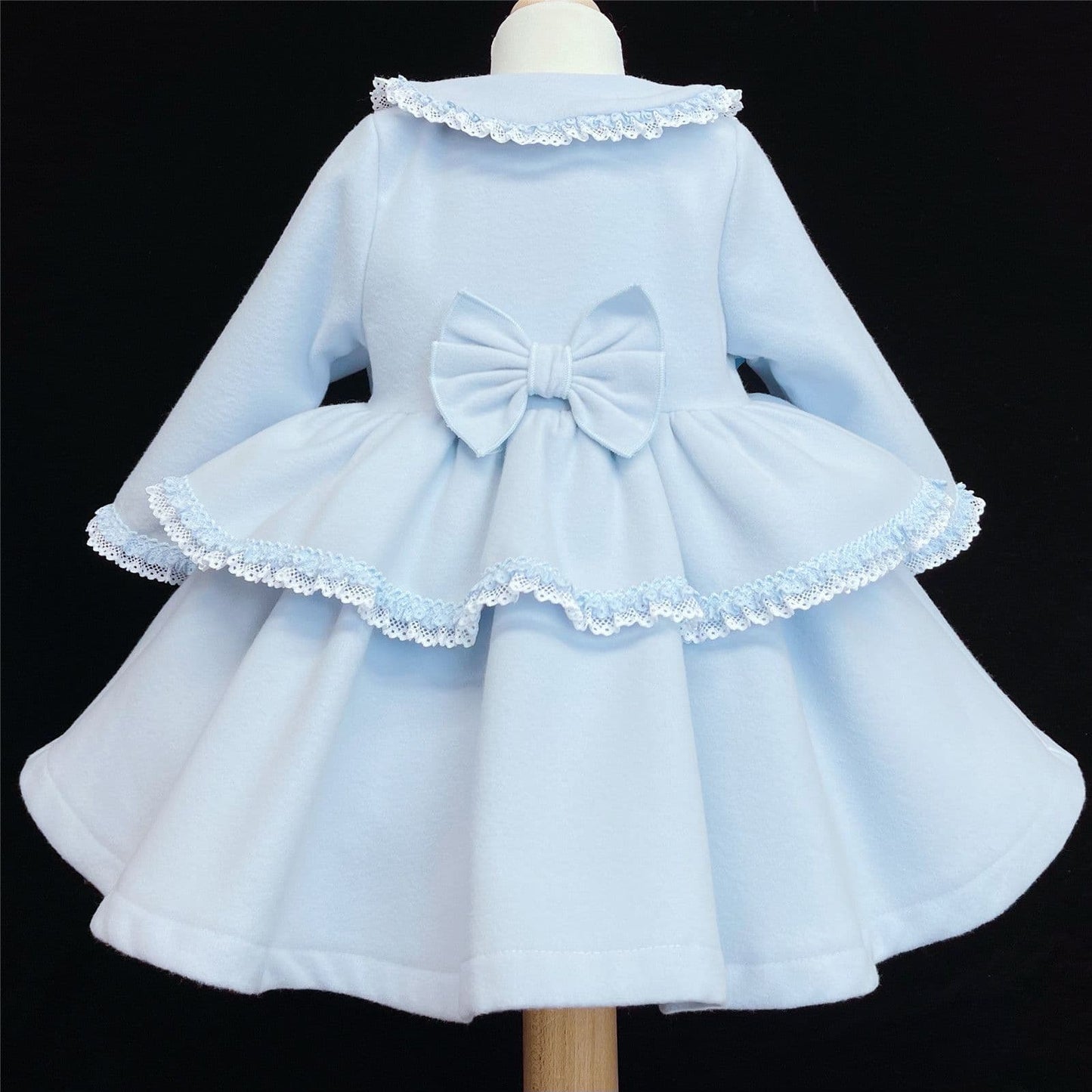 Baby Girl Blue Puff Ball Winter Coat Wool Like Fabric "MYD883"
