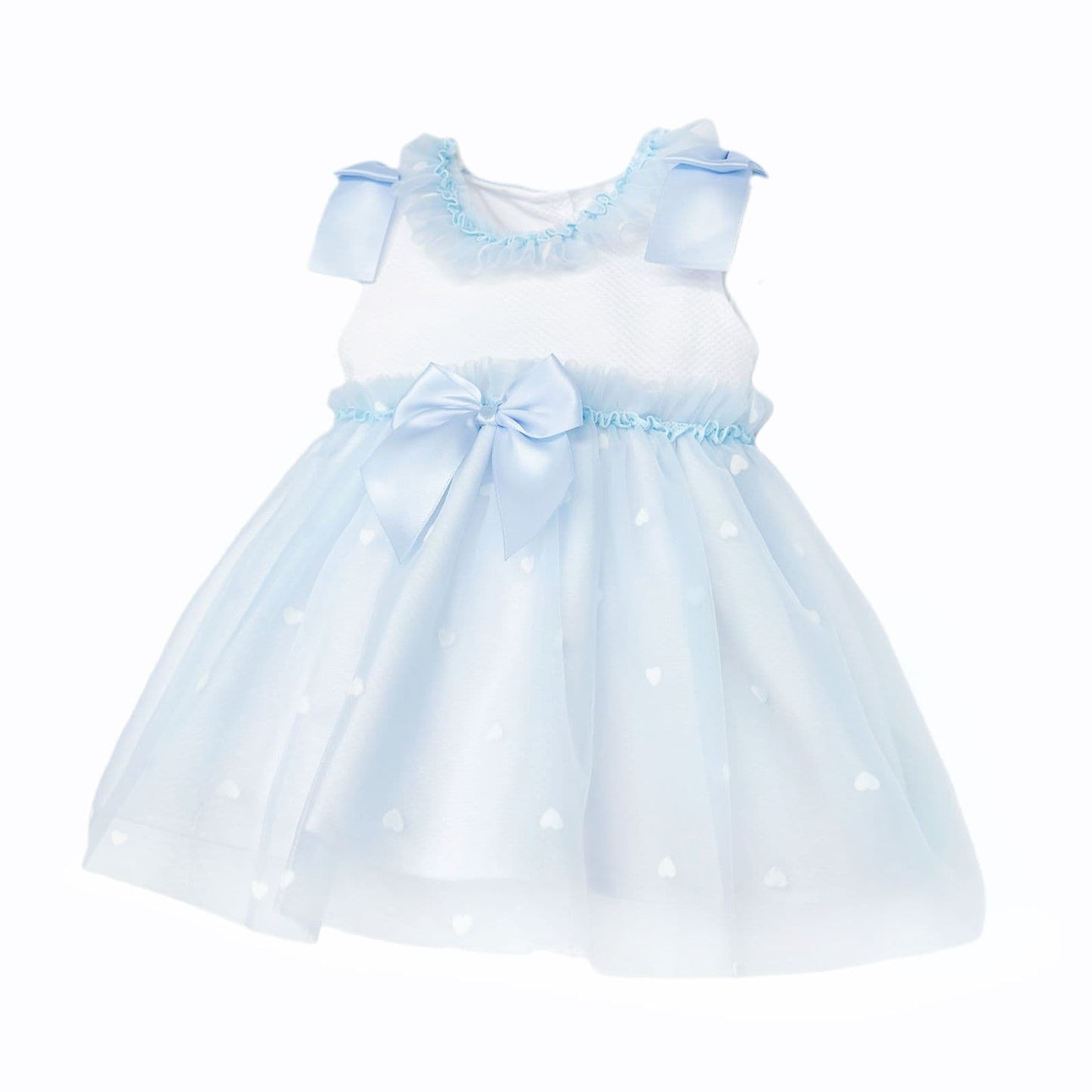 Baby Girl Blue Tulle Mesh Dress Satin Bow "2607 Blue"
