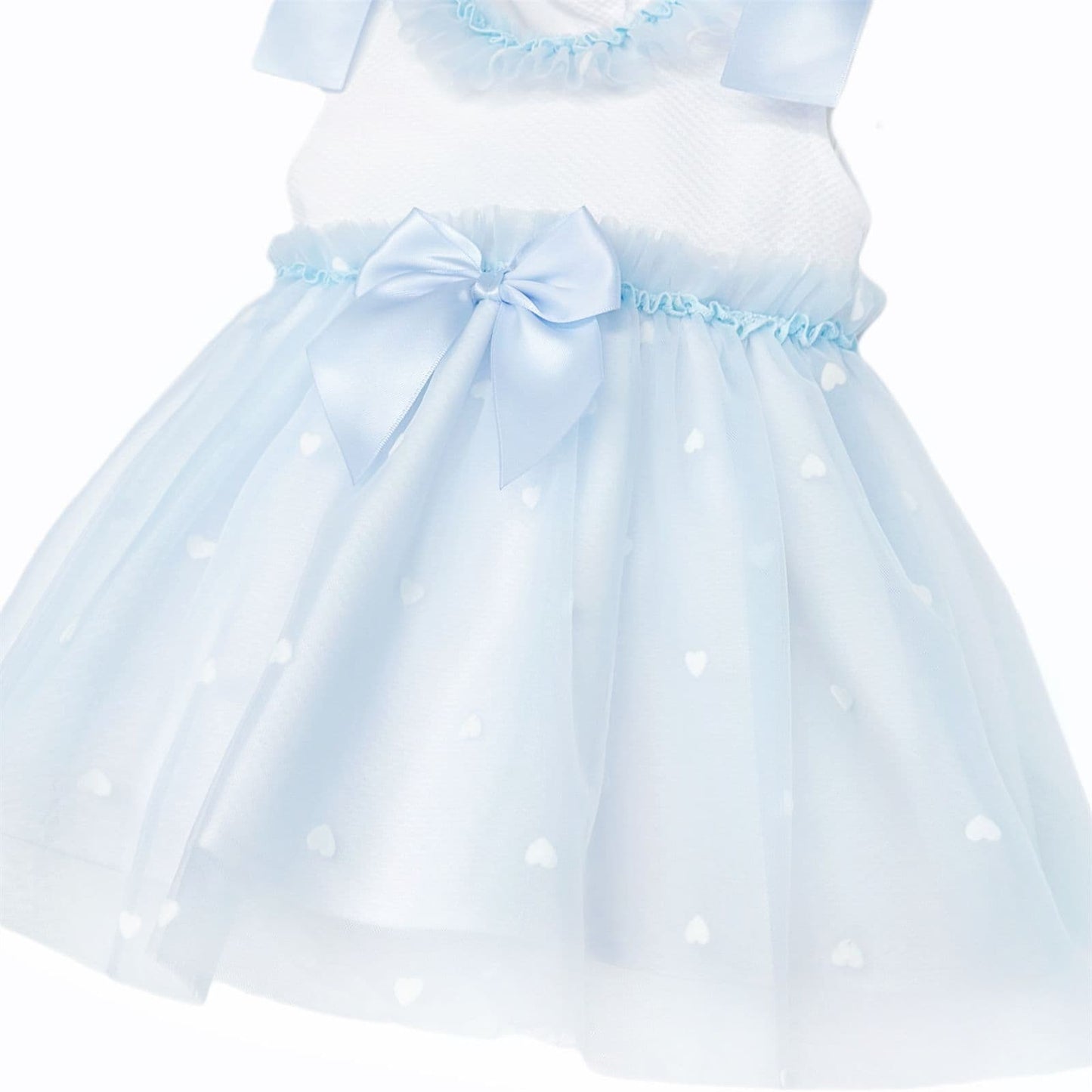 Baby Girl Blue Tulle Mesh Dress Satin Bow "2607 Blue"