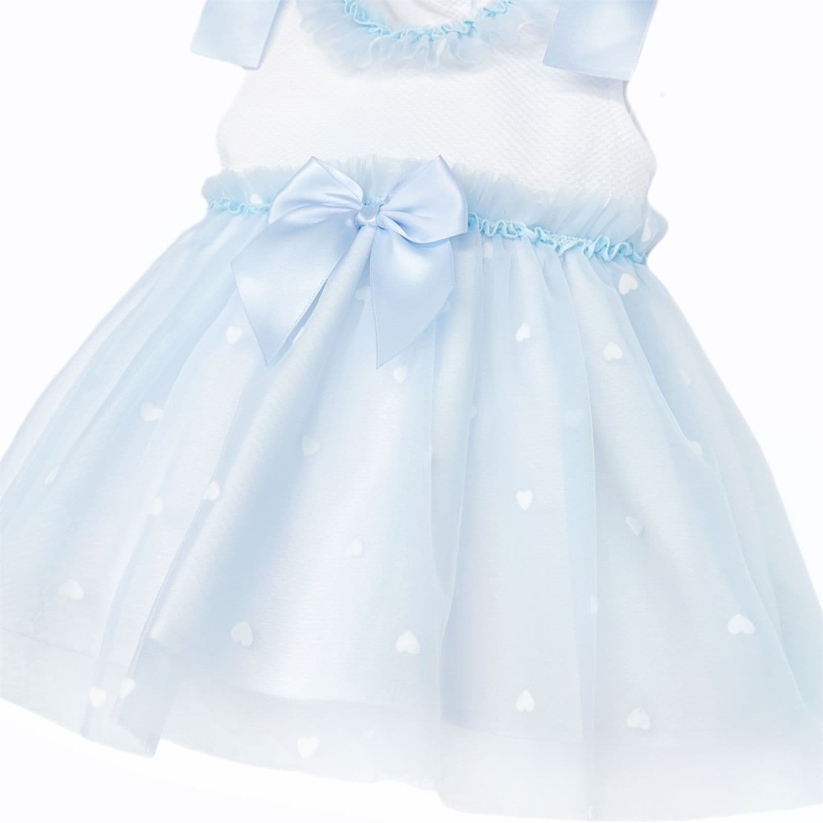 Baby Girl Blue Tulle Mesh Dress Satin Bow "2607 Blue"